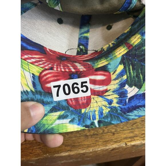 Hurley Hat Adult Large XL Green Brown Camo Flex Stretch Logo Hawaii Flower - Picture 4 of 4